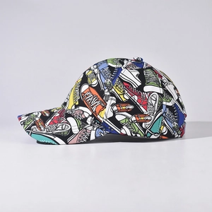 Unisex baseball cap with colorful cartoon canvas shoes print on high-quality canvas