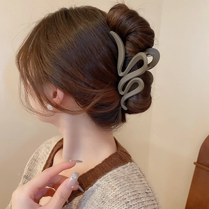 Matte grey wave hair claw clip for elegant bun hairstyles for women