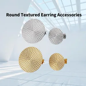 Boucles d'oreilles rondes gaufrées en acier inoxydable or et argent, lot de tailles 20-30mm