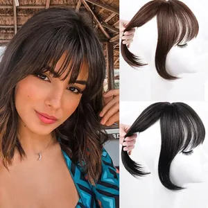 French 3D Bangs Hairpiece High Temperature Synthetic Fiber Seamless Natural Clip In Fringe Hair Extensions For Women