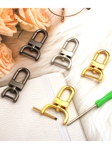 D-ring swivel lobster clasps in gold silver and black metal for bag strap repair