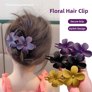 Detail of floral hair claw clips with strong grip and matte finish flower design
