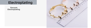 Detailed view of leaf-shaped open bracelets in gold and rose gold with vacuum plating