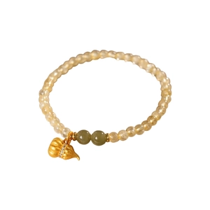 Neues chinesisches gelbes Kristallarmband mit goldenem Flaschenkürbis-Anhänger und Perlen