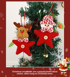 Felt reindeer and snowman Christmas ornaments with wooden buttons and metal bells