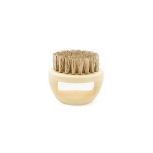 Mens beard and hair styling ring brush with natural boar bristles and cream resin handle