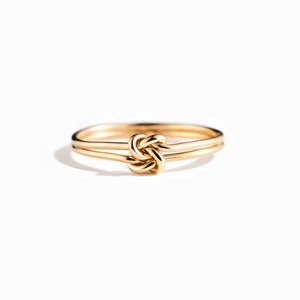 Minimalist S925 sterling silver double layer knot ring in a polished gold finish
