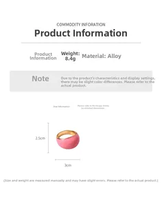 Detail view of a pink enamel and gold alloy ring showing dimensions and weight