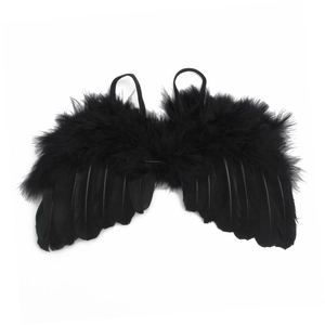 Children's black angel feather wings photography prop with adjustable shoulder straps