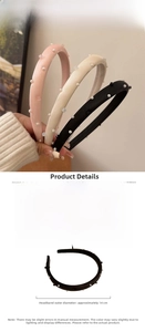 Detailed size specifications for padded sponge headbands with faux pearl decorations