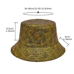 Chapeau bob réversible holographique à damier avec mesures de taille 56-58 cm