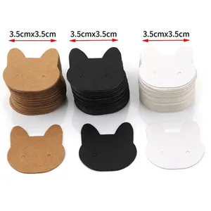 Cat-shaped earring display cards in brown, black, and white colors, size 3.5cm x 3.5cm