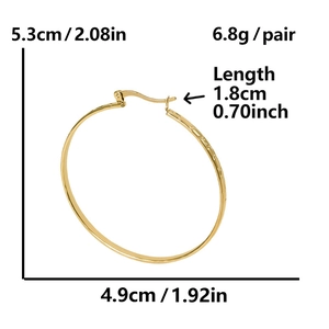 Detailed dimension guide for large golden 304 stainless steel hoop earrings