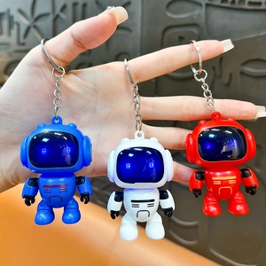 Cute cartoon robot spaceman keychain set in blue, white, and red for bag charms