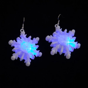 LED Christmas Light Up Earrings Plastic Acrylic With Alloy Hooks Glowing Santa Reindeer Snowman Novelty Holiday Party Jewelry Women