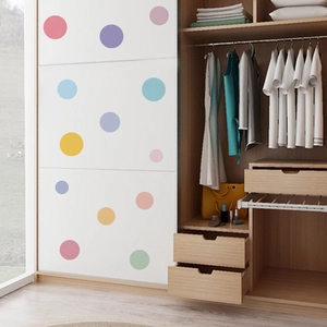 Bedroom wardrobe decorated with colorful self-adhesive star and polka dot wall stickers