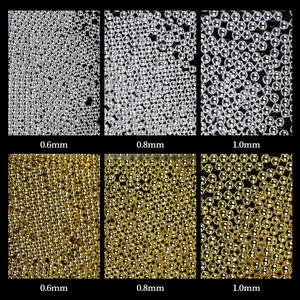 Nail art micro metal beads set in gold and silver colors with 0.6mm to 1.0mm sizes