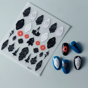 5D embossed nail stickers with vintage ethnic patterns and religious totem relief