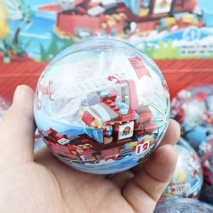 Fire rescue boat building blocks in a transparent capsule toy for kids collection
