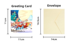 3D Christmas card with Santa Claus and reindeer design plus premium envelope