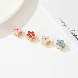 Floral five-petal cherry blossom beads for DIY jewelry in pink red white and blue colors