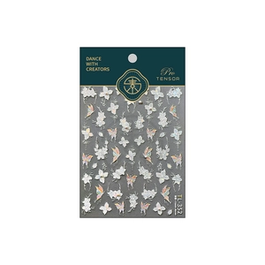 3D iridescent butterfly and floral lace nail stickers TL-352 in professional packaging