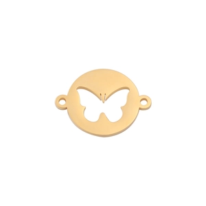 Polished gold stainless steel hollow butterfly charm connector for DIY jewelry making