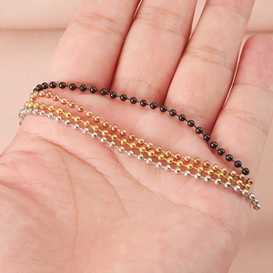 Chaînes à billes classiques en acier inoxydable 2,4mm en argent, or, rose et noir