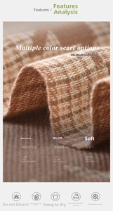Close-up of houndstooth scarf showing soft knit texture and warm brown check patterns