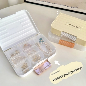 Mini boîte à bijoux valise avec compartiments transparents pour boucles et colliers