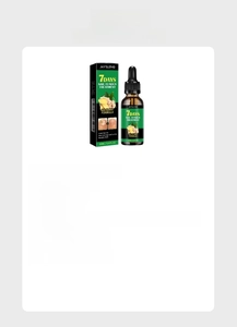 Detail van gember nagelverzorging vloeistof 30ml met plantformule en afmetingen.