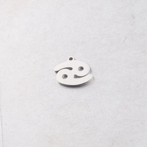 Polished silver stainless steel 15mm Cancer zodiac pendant charm for DIY jewelry making