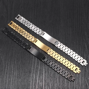 Classic stainless steel watch link bracelets in silver, gold, and black finishes