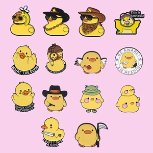 Lot de 14 épingles en émail de canard jaune et broches en métal pour accessoires de mode