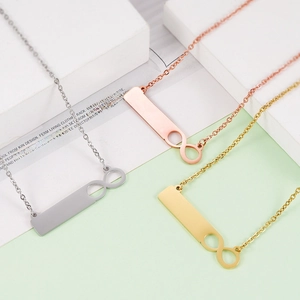 Infinity Symbol Vertical Bar Necklace Stainless Steel Mirror Polished Jewelry For Women Fashion Minimalist
