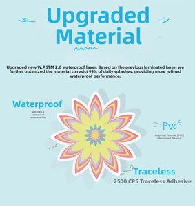 Waterproof PVC floral stickers with WPS 2.0 layer and trace-free adhesive detail