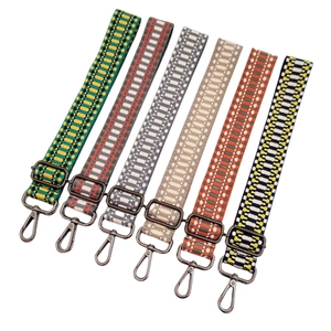 Colorful woven wide replacement shoulder straps for handbags with metal clasps