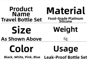 Detailed specifications for leak-proof food-grade silicone travel bottle sleeves in four colors