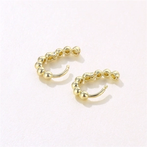 French style 18K gold plated beaded hoop earrings with a minimalist geometric round design