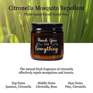 Bruine glazen geurkaars van sojawas met citronella en jasmijn en metalen deksel