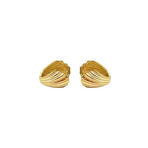 Elegante vergoldete S925 Sterling Silber Ohrstecker in Fächerform mit Muscheltextur