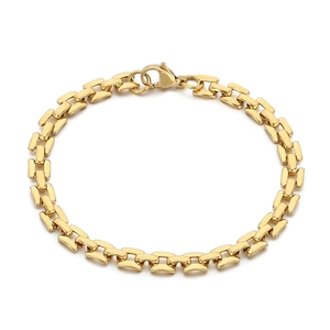 Elegant gold-tone cutout titanium steel bracelet with minimalist link chain design