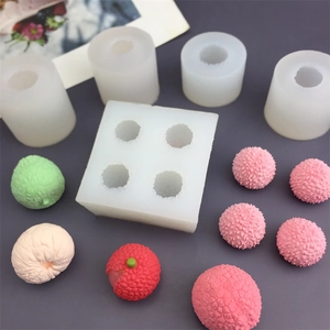 DIY silicone molds for lychee and peach shaped mousse cake and scented candle making