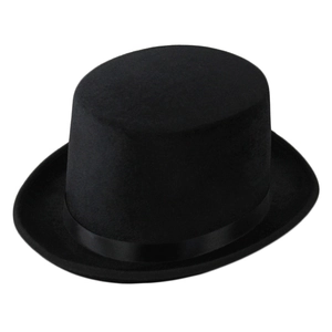 Cappello a cilindro nero classico con nastro di raso per costumi e feste
