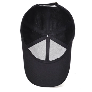 Classic black six-panel baseball cap with antique bronze metal buckle for men