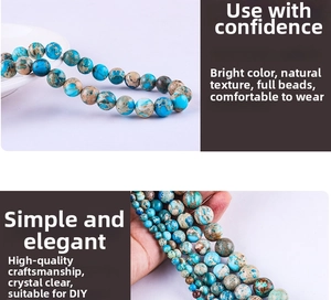 Detailed view of blue-brown Emperor stone beads for DIY handmade jewelry and necklaces
