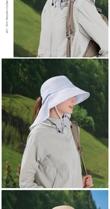 Hellblauer Outdoor-Sonnenhut mit breiter Krempe und langem Nackenschutz für Damen