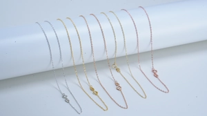 Detailed close-up of S925 sterling silver cable chains in gold, silver, and rose gold