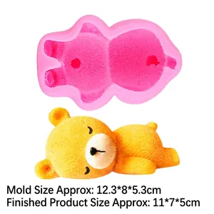 3D sleeping bear silicone mold for mousse cake and DIY crafts with clear textures