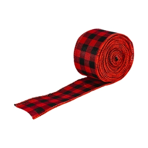 Classic red and black buffalo plaid burlap ribbon roll for Christmas DIY crafts
